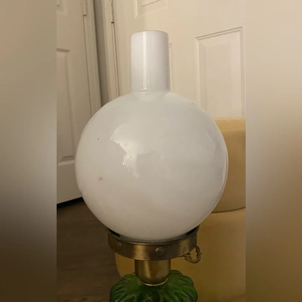 Antique Hurricane Lamp Boudoir Bedside Victorian Parlor Hand Painted Lamp